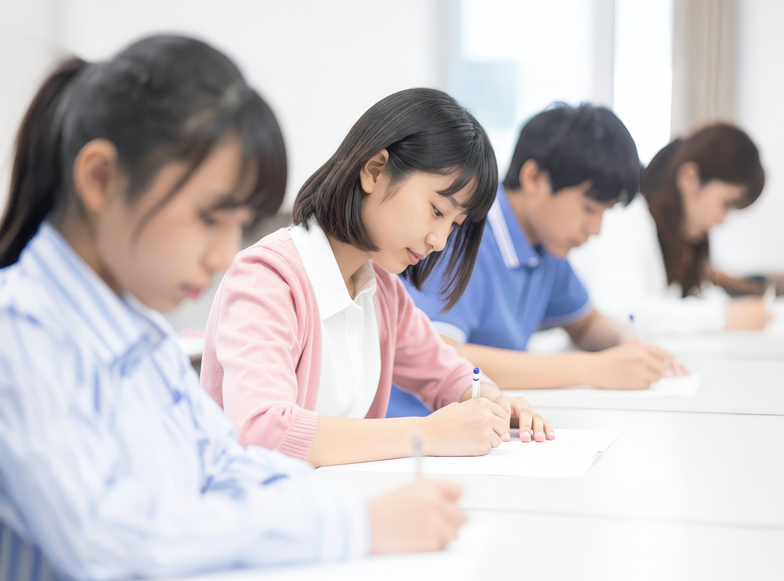 教室で問題を解く生徒