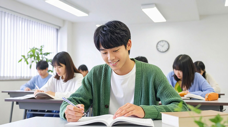 入試に向けて問題を解く中3生